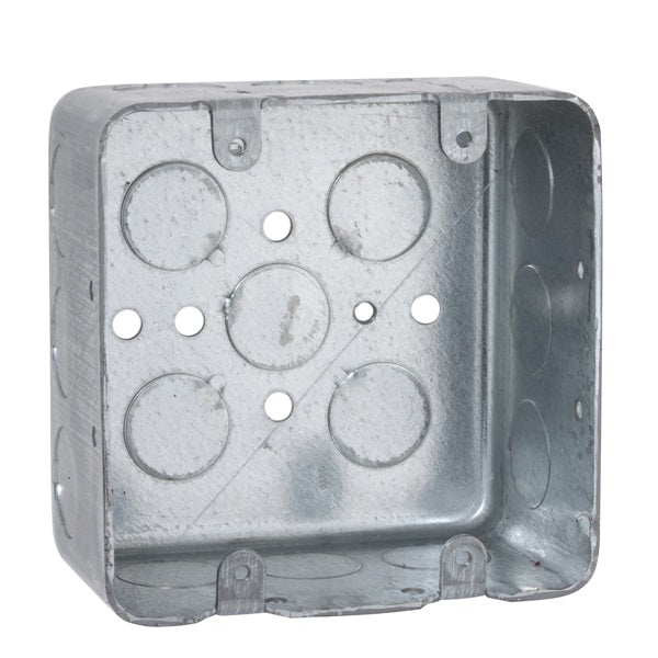 RACO 680 Switch Box, 2 -Gang, 2 -Outlet, 17 -Knockout, 1/2 in Knockout, Steel, Gray, Galvanized, Screw Mounting