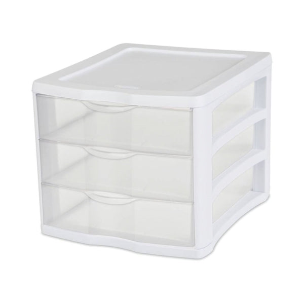 Sterilite 17918004 Drawer Unit, 3-Drawer, Plastic, 11 in OAW, 13-1/2 in OAH, 9-5/8 in OAD