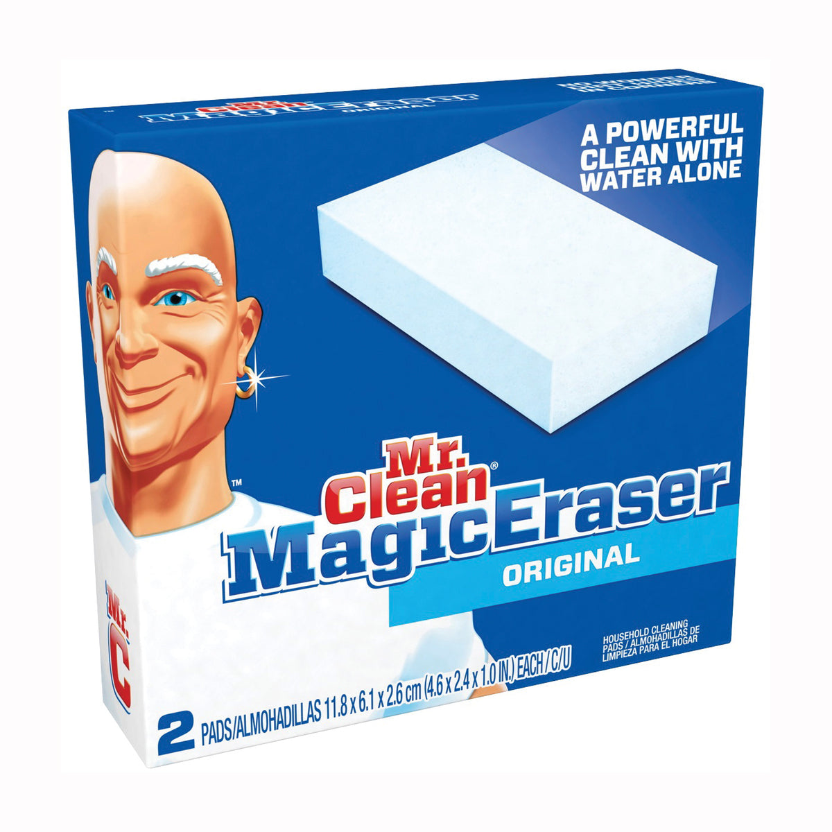 MR CLEAN 43515 Magic Eraser, 4.6 in L, 2.6 in W, 1 in Thick