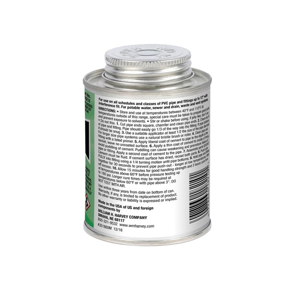 Harvey 018210-24 Solvent Cement, 8 oz Can, Liquid, Clear