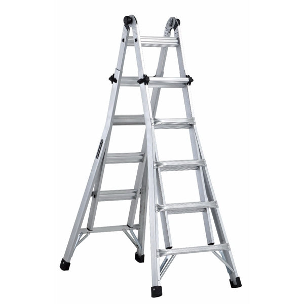 Louisville L-2098-22 Multi-Purpose Ladder, 11 to 19 ft Max Reach H, 20-Step, Type IA Duty Rating, Aluminum