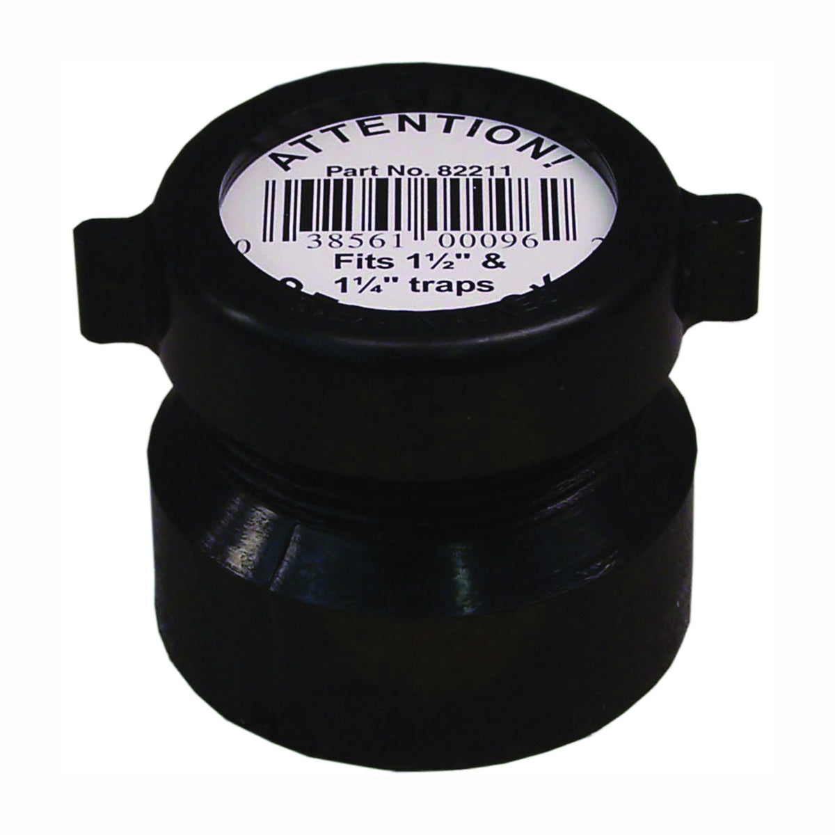 GENOVA 800 Series 82211 Trap Pipe Adapter, 1-1/2 x 1-1/4 in, Hub x Slip-Jamnut, ABS, Black, SCH 40 Schedule