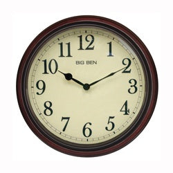 Westclox Classic Series 73004P Clock, Round, Woodgrain Frame, Plastic Clock Face, Analog