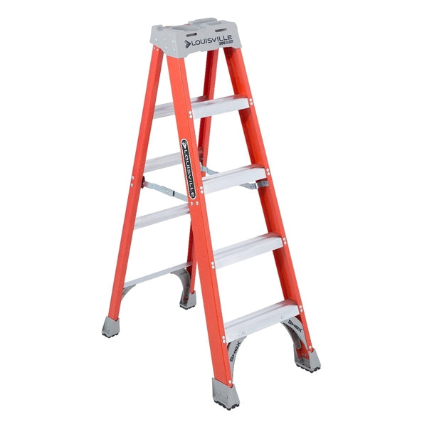 Louisville FS1505 Step Ladder, 5 ft H, Type IA Duty Rating, Fiberglass, 300 lb