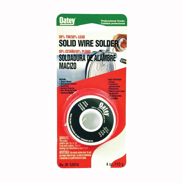 Oatey 53014 Leaded Solder, 1/4 lb Carded, Solid, Silver, 361 to 421 deg F Melting Point