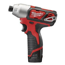 Load image into Gallery viewer, Milwaukee 2462-22 Impact Driver Kit, Battery Included, 12 V, 1.5 Ah, 1/4 in Drive, Hex Drive, 3300 ipm
