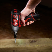 Load image into Gallery viewer, Milwaukee 2462-22 Impact Driver Kit, Battery Included, 12 V, 1.5 Ah, 1/4 in Drive, Hex Drive, 3300 ipm
