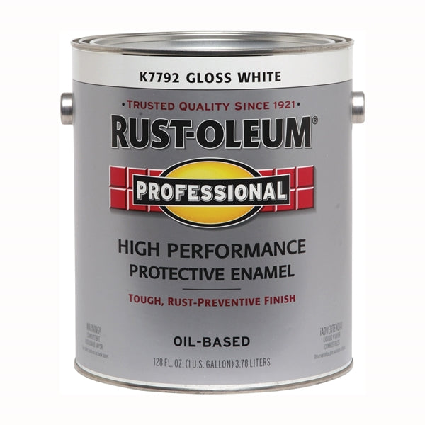 RUST-OLEUM K7792402 Enamel Paint, Gloss, White, 1 gal, Can, Application: Brush, Roller, Spray