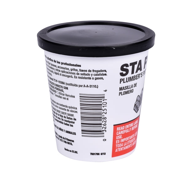 Oatey Sta Put Series 25101 Plumbers Putty, Solid, Off-White, 14 oz