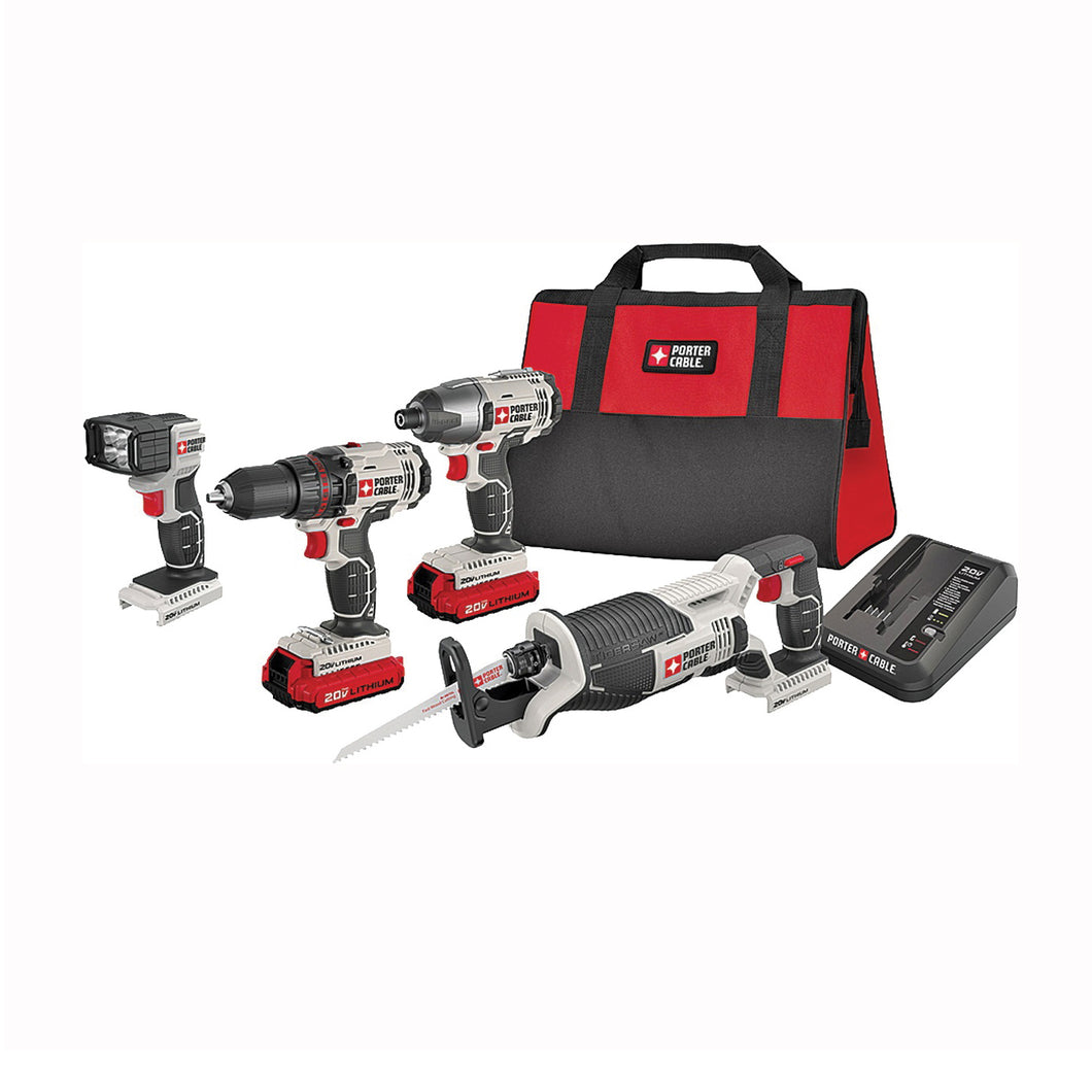 PORTER-CABLE PCCK615L4 Combination Kit, Battery Included, 20 V, 4-Tool, Lithium-Ion Battery