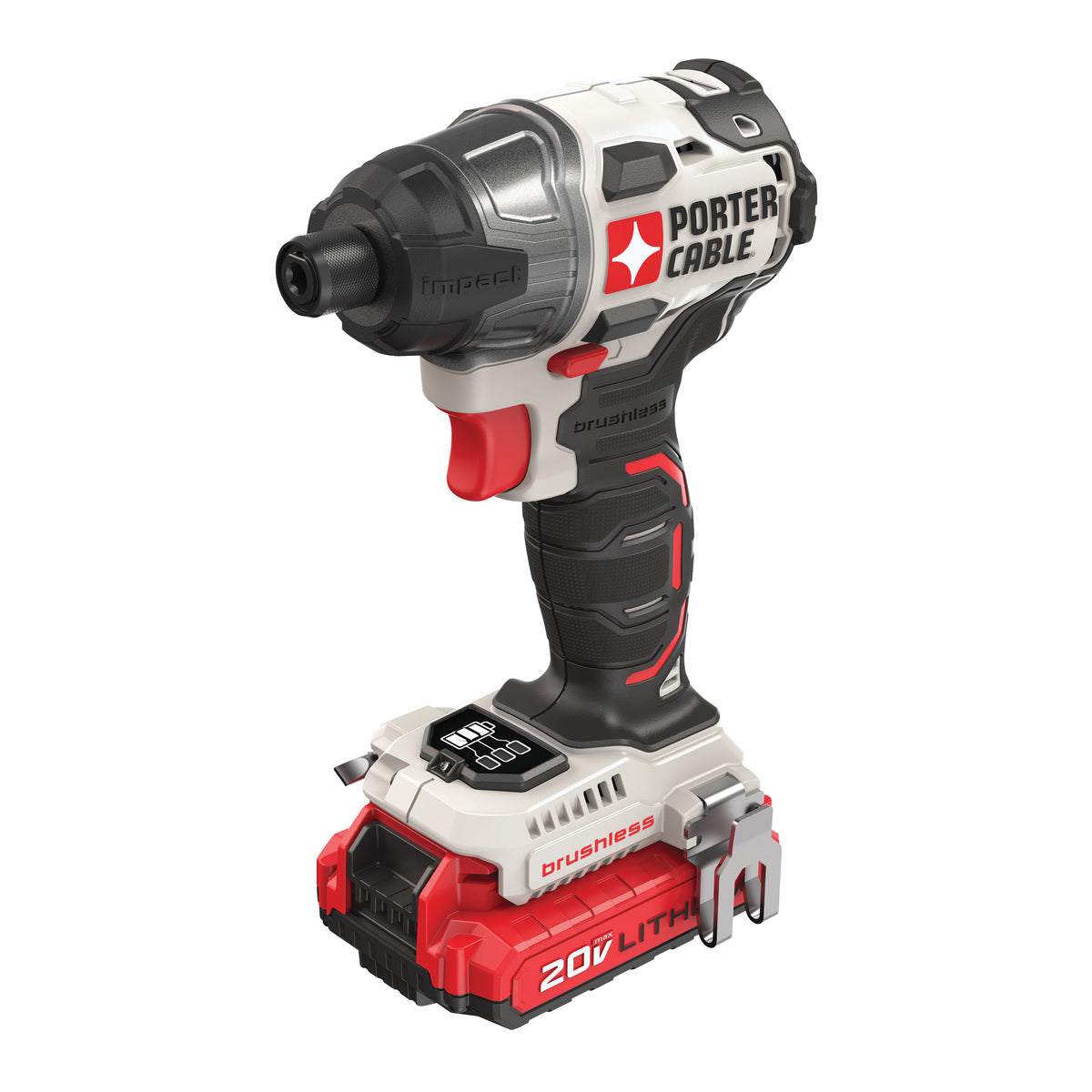 PORTER-CABLE PCCK647LB Impact Driver, Battery Included, 20 V, 1/4 in Drive, Hex Drive, 3100 ipm
