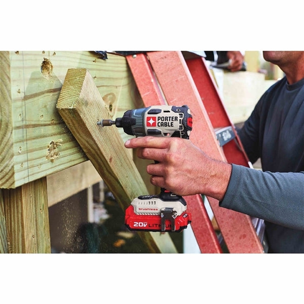 PORTER-CABLE PCCK647LB Impact Driver, Battery Included, 20 V, 1/4 in Drive, Hex Drive, 3100 ipm