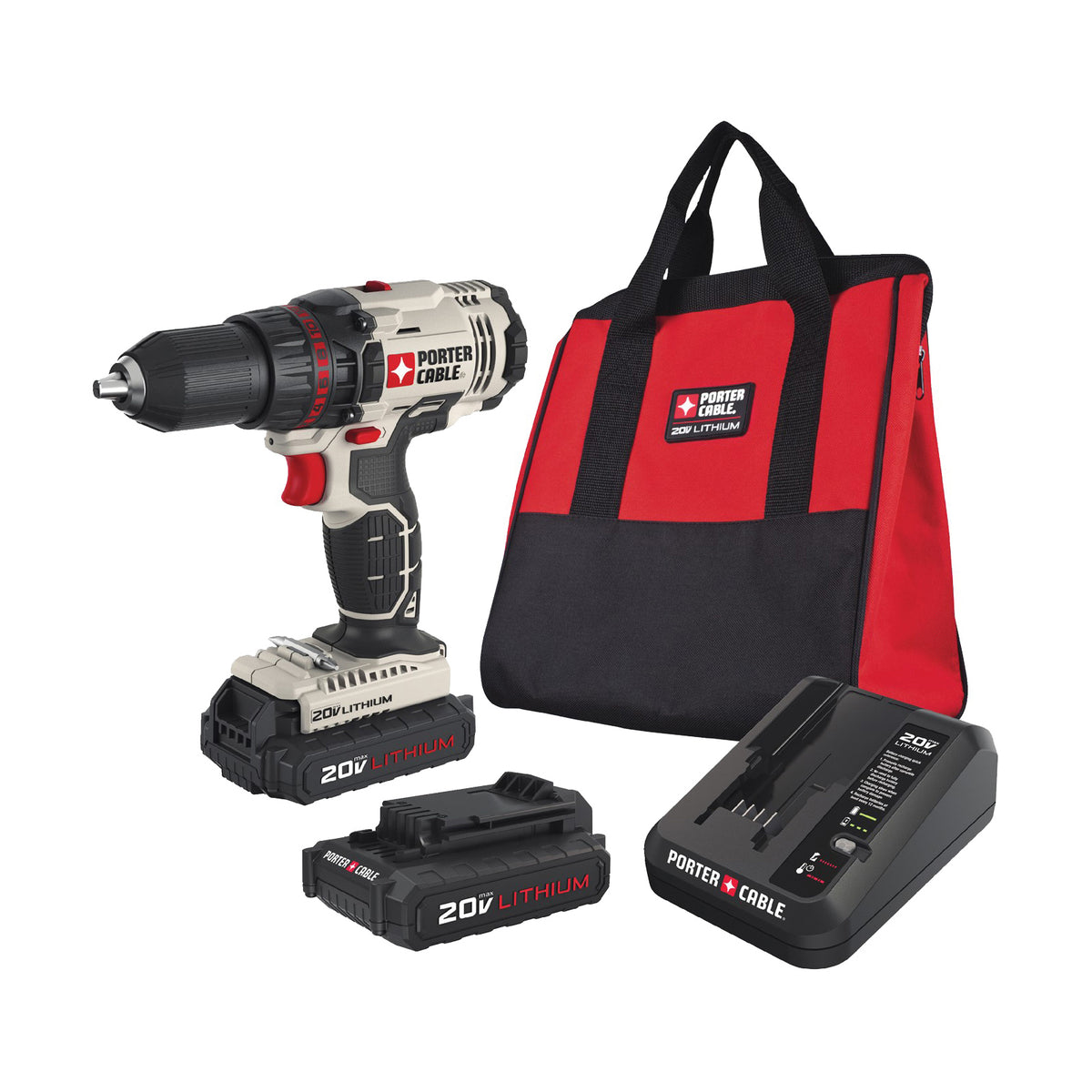 PORTER-CABLE PCC601LB Drill/Driver Kit, Battery Included, 20 V, 1/2 in Chuck, Keyless Chuck