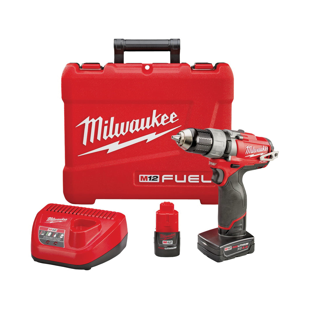 Milwaukee 2403-22 Drill/Driver Kit, Battery Included, 12 V, 2, 4 Ah, 1/2 in Chuck, Ratcheting, Single Sleeve Chuck