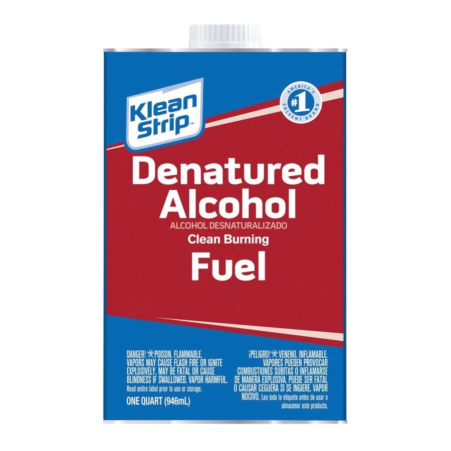 Klean Strip QSL26 Denatured Alcohol Fuel, Liquid, Alcohol, Water White, 1 qt, Can