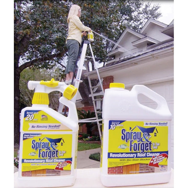 Spray &amp; Forget SF1G-J Roof and Exterior Surface Cleaner, 1 gal, Liquid, Citrus, Orange