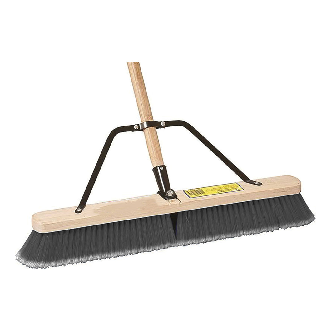 Simple Spaces 93140 Push Broom, 24 in Sweep Face, 3 in L Trim, Polypropylene Bristle, 60 in L, Bolt with Brace