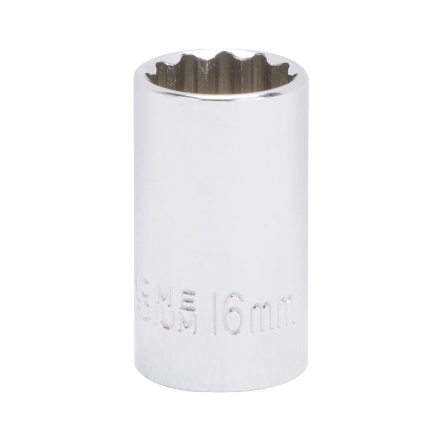 Vulcan MT6182141 Drive Socket, 16 mm Socket, 1/2 in Drive, 12-Point, Chrome Vanadium Steel, Chrome