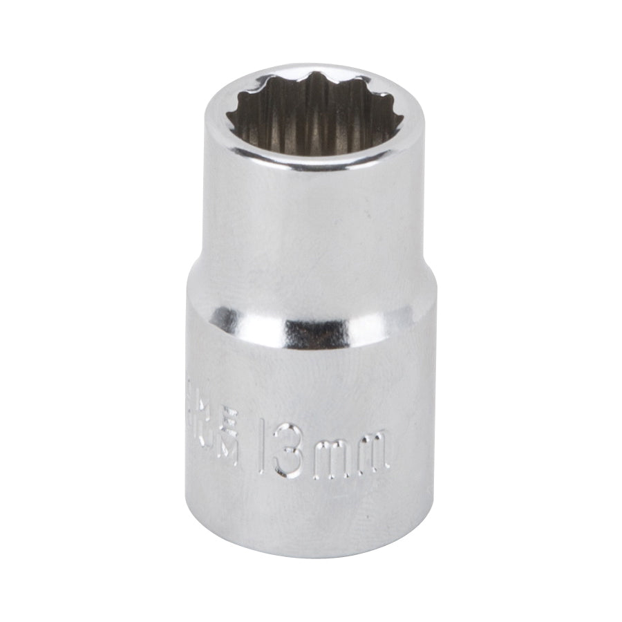 Vulcan MT6529119 Drive Socket, 13 mm Socket, 1/2 in Drive, 12-Point, Chrome Vanadium Steel, Chrome