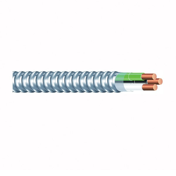 Southwire Armorlite 68580022 Armored Cable, 12 AWG Cable, 2 -Conductor, 50 ft L, Copper Conductor, PVC Insulation