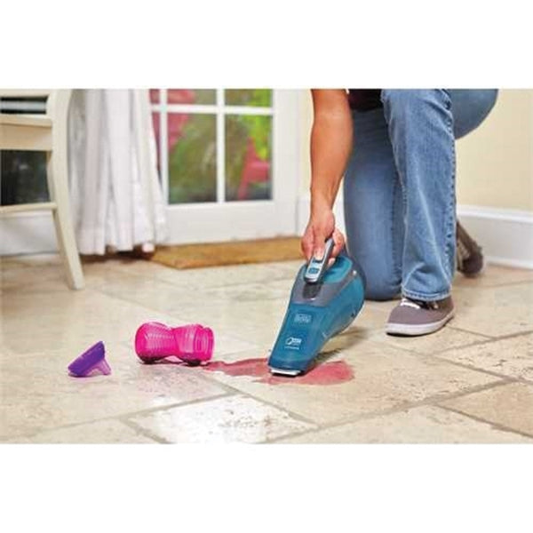 Black+Decker HWVI225J01 Hand Vacuum, 7.2 V Battery, Lithium-Ion Battery, 2.5 Ah, Aqua/Titanium Housing