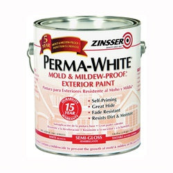 ZINSSER 03131 Latex Paint, Semi-Gloss, White, 1 gal, Can, Resists: Dirt, Fade, Moisture