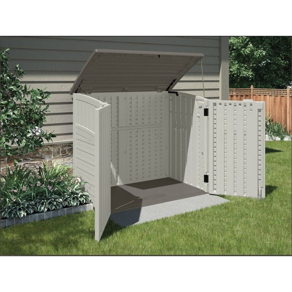 Suncast Stow-Away BMS2500 Storage Shed, 34 cu-ft Capacity, 4 ft 5 in W, 2 ft 8-1/4 in D, 3 ft 9-1/2 in H, Resin