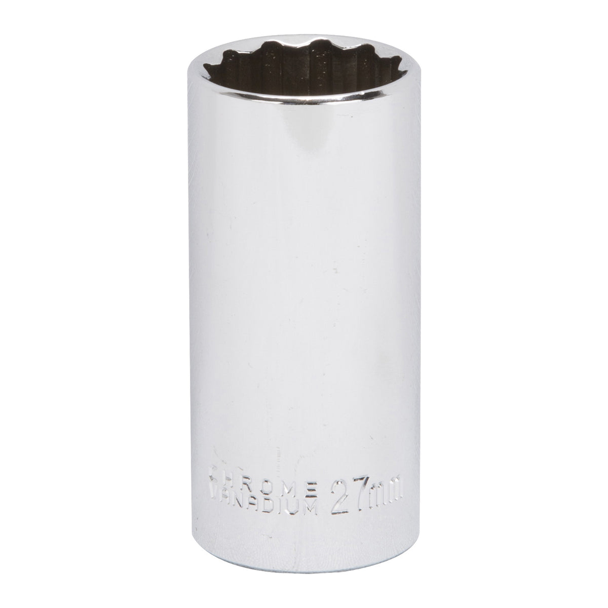Vulcan MT6528987 Drive Socket, 27 mm Socket, 1/2 in Drive, 12-Point, Chrome Vanadium Steel, Chrome