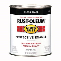 Stops Rust 7779504 Enamel Paint, Gloss, Black, 1 qt, Can, Oil Base, Application: Brush, Roller, Spray