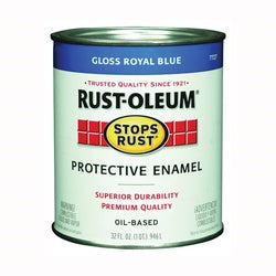 Stops Rust 7727502 Enamel Paint, Gloss, Royal Blue, 1 qt, Can, Oil Base, Application: Brush, Roller, Spray
