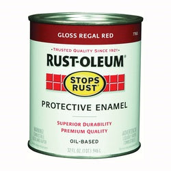 Stops Rust 7765502 Enamel Paint, Gloss, Regal Red, 1 qt, Can, Oil Base, Application: Brush, Roller, Spray