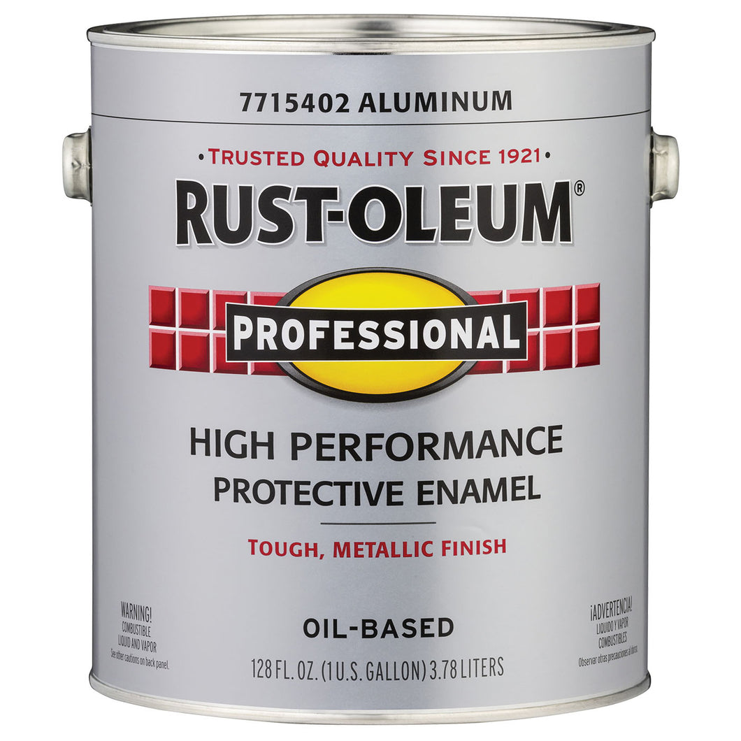 RUST-OLEUM 7715402 Enamel Paint, Gloss, Aluminum, 1 gal, Can, Application: Brush, Roller, Spray