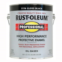 Professional 7779402 Enamel Paint, Gloss, Black, 1 gal, Can, Oil Base, Application: Brush, Roller, Spray