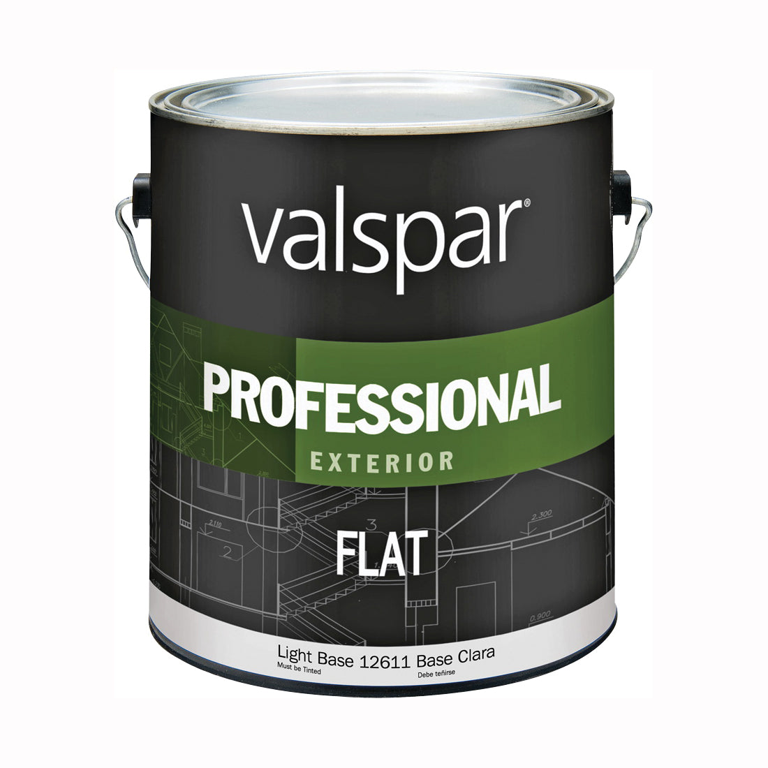 Valspar 045.0012611.007 Latex Paint, Flat, Light Base, 1 gal, Resists: Blister, Chalk, Fade, Mildew, Peel, Tannin Stain