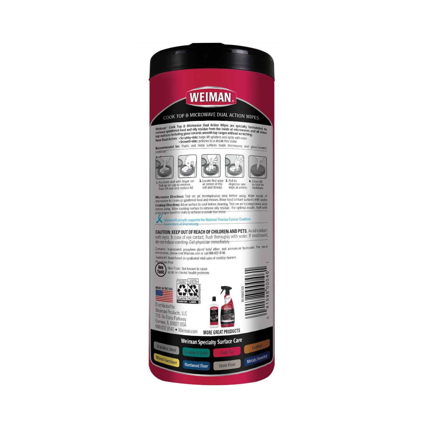 Weiman 90 Cook Top and Microwave Wipes, 7 in L, 8 in W