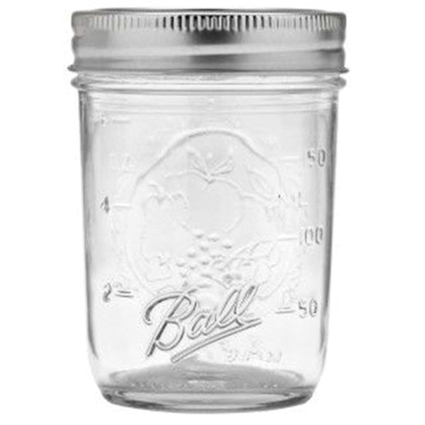 Ball 1440060000 Mason Jar, 8 oz Capacity, Glass, Regular Mouth, 12PK