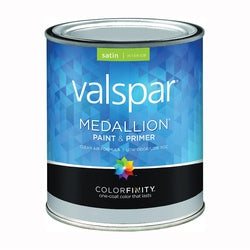 Valspar Medallion 3400 Series 027.0003405.005 Interior Paint, Satin, Clear, 1 qt, Can, Latex Base