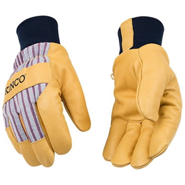 Heatkeep 1927KW-M Protective Gloves, Men's, M, Wing Thumb, Knit Wrist Cuff, Blue/Tan