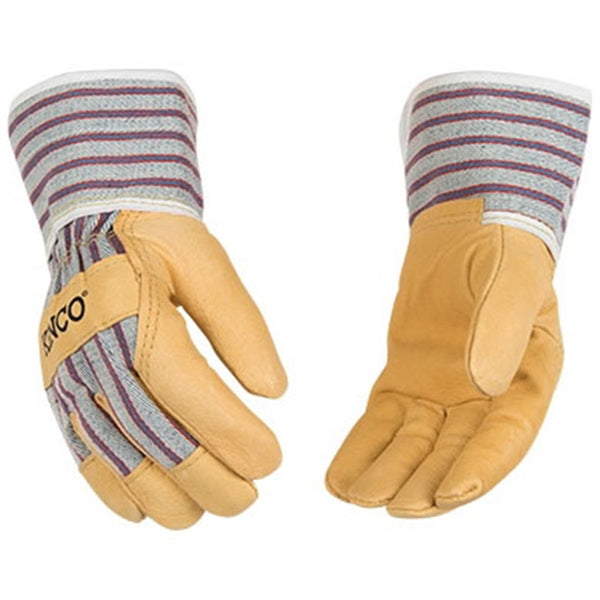 Kinco 1927-Y Protective Gloves with Safety Cuff, Wing Thumb, Blue/Gray/Yellow