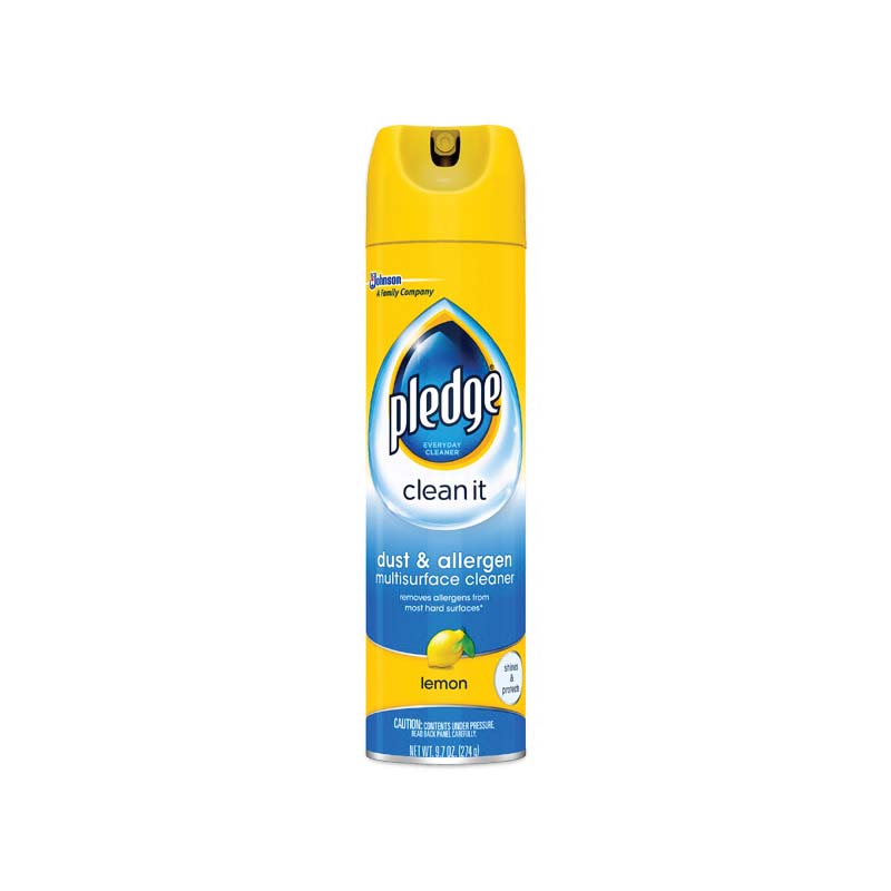 Pledge CB723756CT Cleaner, 9.7 oz Aerosol Can, Lemon, Off-White