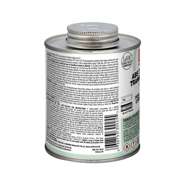 Oatey 30925 Solvent Cement, 16 oz Can, Liquid, Green