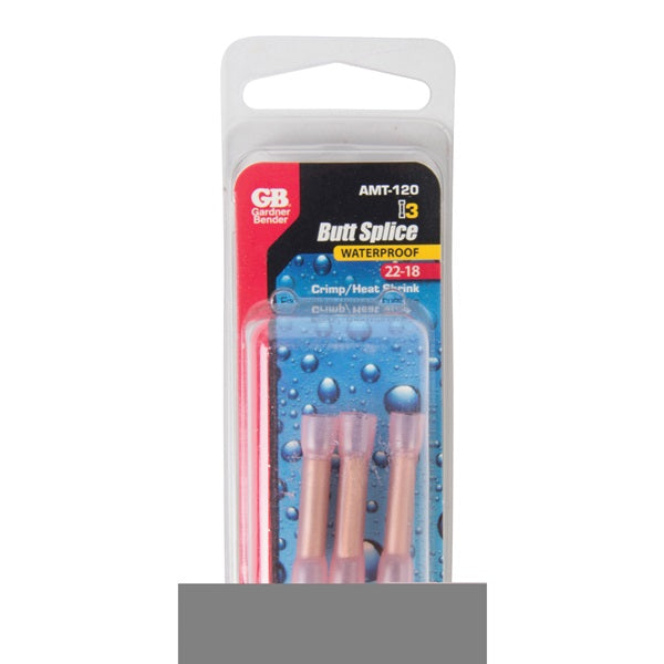 GB Xtreme AMT-120 Butt Splice Connector, 600 V, 22 to 16 AWG Wire, Gray