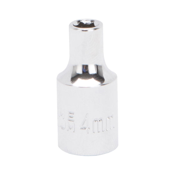 Vulcan MT6487862 Drive Socket, 4 mm Socket, 1/4 in Drive, 6-Point, Chrome Vanadium Steel, Chrome