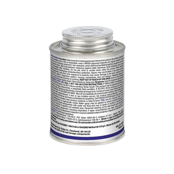 Oatey 32161 Solvent Cement, 8 oz Can, Liquid, Blue