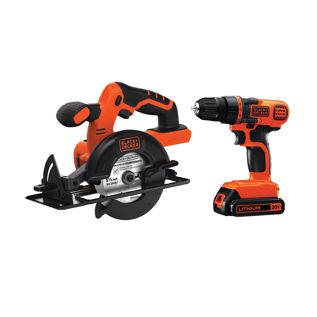 Black+Decker BD2KITCDDCS Combination Kit, Battery Included, 20 V, 4-Tool, Lithium-Ion Battery