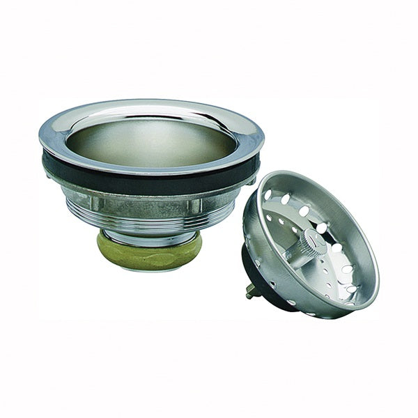 Plumb Pak PP5435 Basket Strainer, Stainless Steel Basket, Chrome, For: 3-1/2 in Dia Opening Kitchen Sink