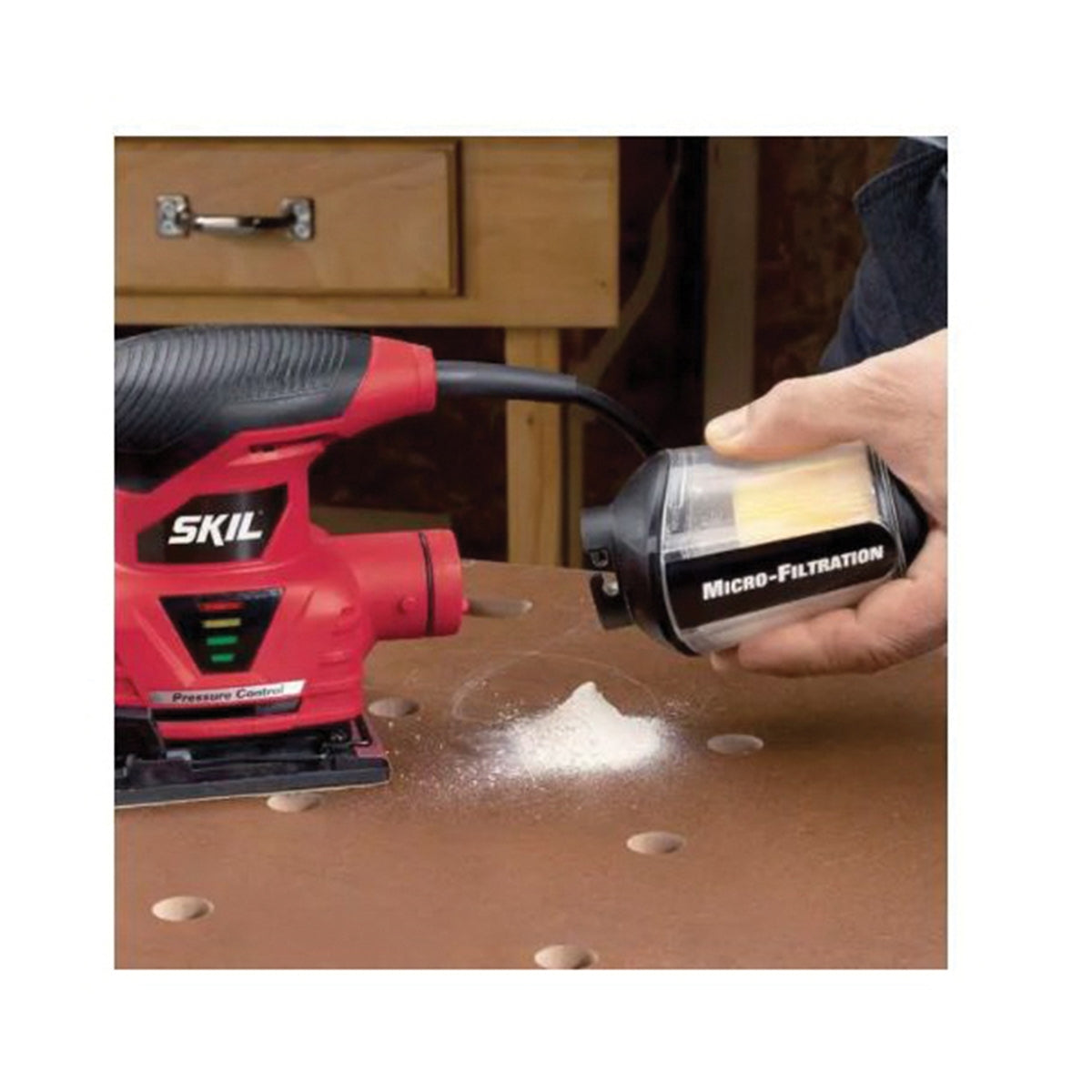 SKIL 7292-02 Palm Sander, 2 A, 1/4 in Sheet, Includes: (1) Paper Punch Plate and (1) 7292-02 Sheet Palm Sander