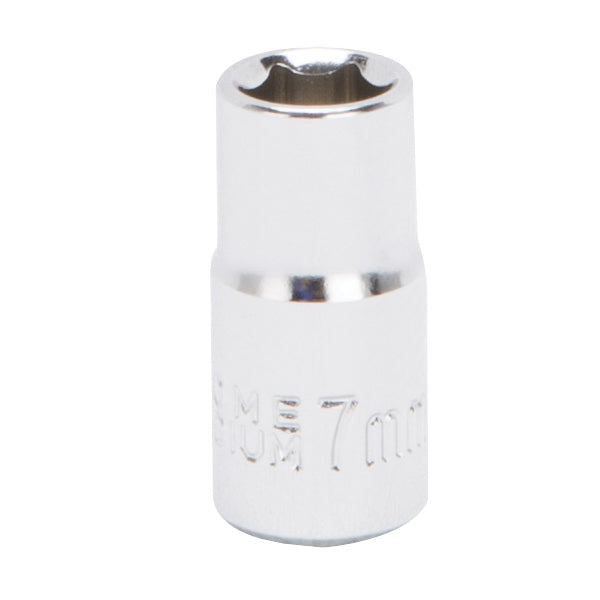 Vulcan MT6489512 Drive Socket, 7 mm Socket, 1/4 in Drive, 6-Point, Chrome Vanadium Steel, Chrome