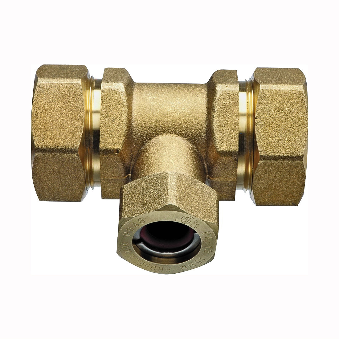 PRO-FLEX PFTE-CCB6 Tube Tee, 3/4 x 1/2 in, Brass