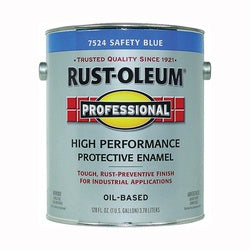 RUST-OLEUM 7524402 Enamel Paint, Gloss, Safety Blue, 1 gal, Can, Oil Base, Application: Brush, Roller, Spray